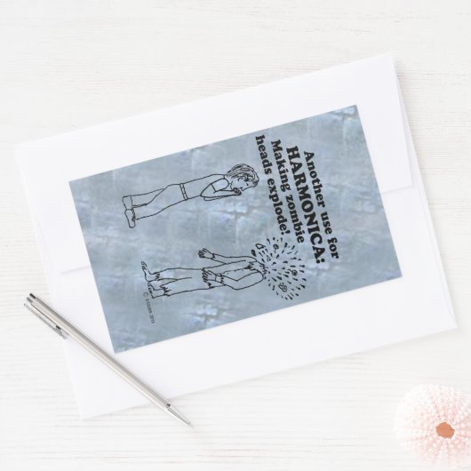 Harmonica Zombie Explode Rechthoekige Sticker (Envelop)