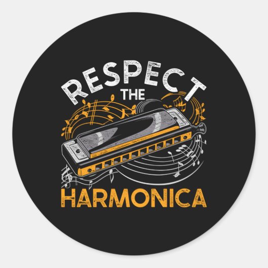 Harmonicist respecteert de Harmonica Ronde Sticker (Voorkant)