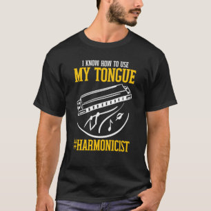 Harmonicist weet hoe hij zijn tong moet gebruiken t-shirt