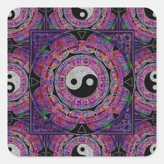 Harmonie & Balans Paarse Mandala Vierkante Sticker (Voorkant)