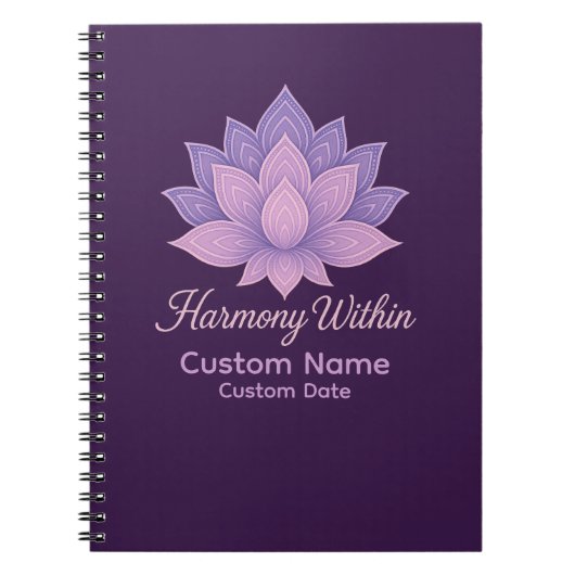 Harmonie binnen Lotus Mandala gepersonaliseerd Notitieboek (Voorkant)