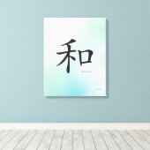Harmonie - Chinees symbool zwart teken Canvas Afdruk (Insitu (Houten vloer))