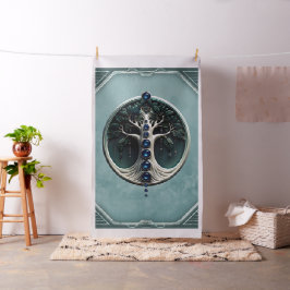Harmonie in blauwgroen, mystieke levensboom stof