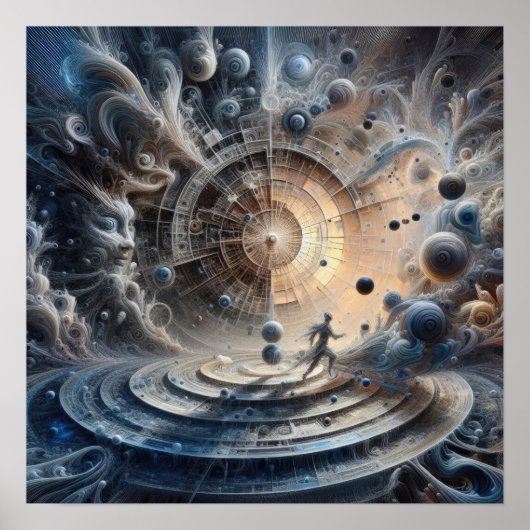 Harmonie in Chaos - Abstracte kunst - Surreal Digi Poster (Voorkant)