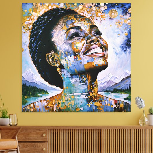 Harmonie in goud en lucht canvas afdruk (Insitu (Woonkamer))