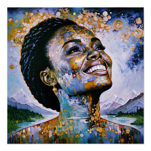 Harmonie in goud en lucht perfect poster (Voorkant)
