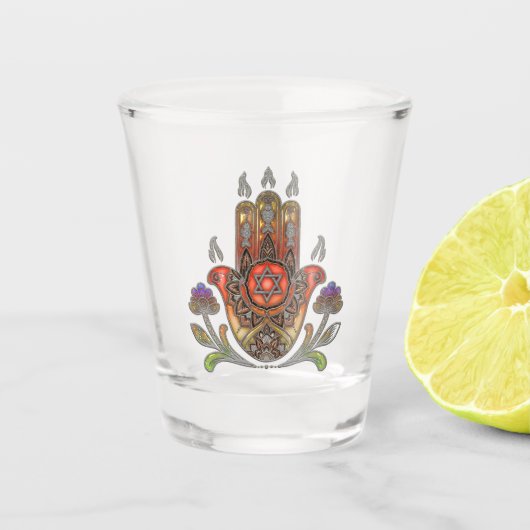 Harmonie in kleur en vorm shot glas (Voorkant)