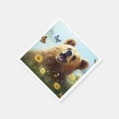 Harmonie in Natuur: Beer en Vlinders Servet (Hoek)