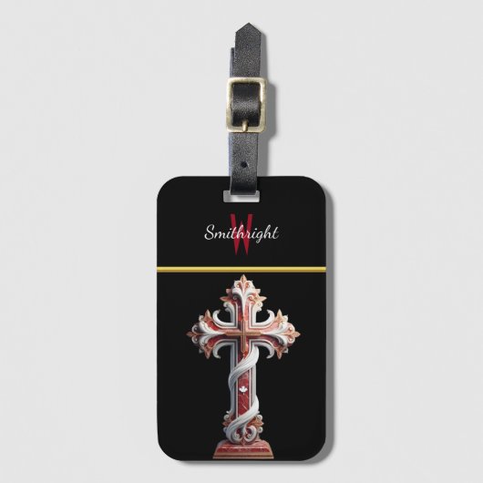 Harmonie in rood en wit bagagelabel (Voorkant (verticaal))