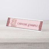Harmonie in roze, een majestueuze, gestileerde dri bureau naambordje (Voorkant)