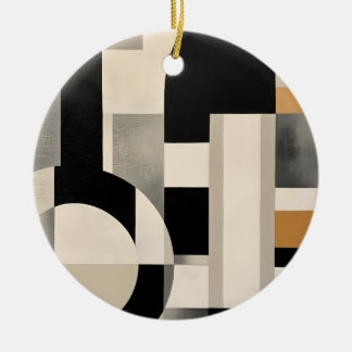 Harmonie in Schakeringen: Abstracte Compositie in Keramisch Ornament