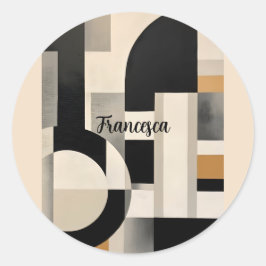 Harmonie in Schakeringen: Abstracte Compositie in  Ronde Sticker