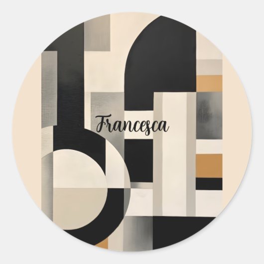 Harmonie in Schakeringen: Abstracte Compositie in  Ronde Sticker (Voorkant)