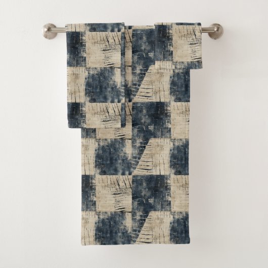 Harmonie in Shibori Symfonie Shibori Japans Bad Handdoek (Insitu)