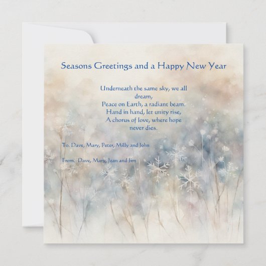 Harmonie in Silhouet. Vrede op Aarde Kaart (Achterkant)