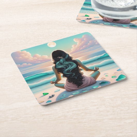 Harmonie Meditatie op het strand Kartonnen Onderzetters (Schuin)