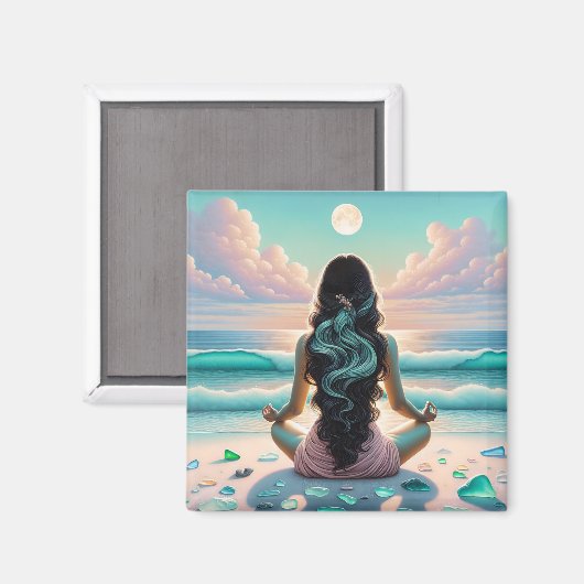 Harmonie Meditatie op het strand Magneet (Voorkant / Achterkant)