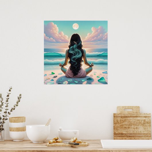 Harmonie Meditatie op het strand Poster (Keuken)