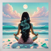 Harmonie Meditatie op het strand Poster (Voorkant)