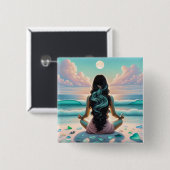 Harmonie Meditatie op het strand Vierkante Button 5,1 Cm (Voorkant /achterkant)