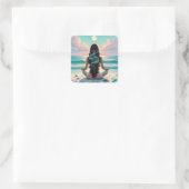 Harmonie Meditatie op het strand Vierkante Sticker (Tas)