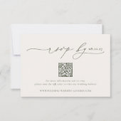 HARMONIE | Olijfgroen minimalistische bruiloft QR- RSVP Kaartje (Voorkant)