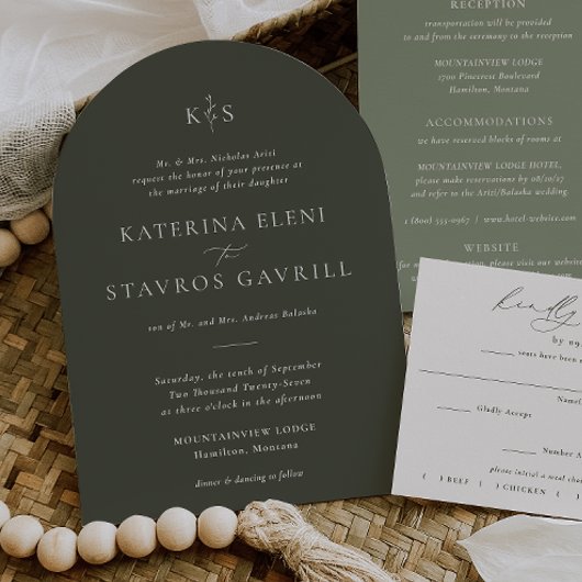 HARMONIE | Olive Green bruiloft uitnodiging