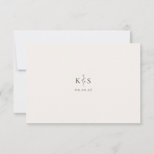 HARMONIE | Olive Green Meal Choice Wedding RSVP Kaartje (Achterkant)