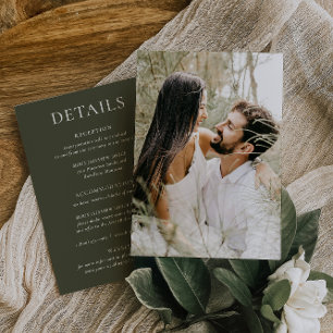 HARMONIE   Olive Green Wedding Details Fotokaart Kaart