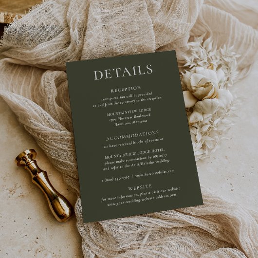 HARMONIE | Olive Green Wedding Details Kaart