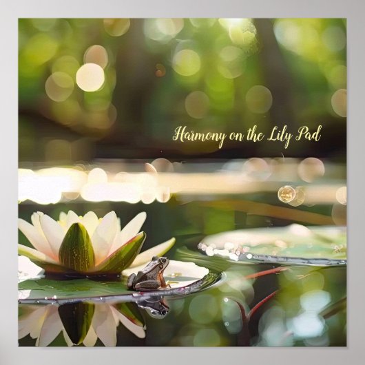 Harmonie op het water: kikker en waterlelie poster (Voorkant)