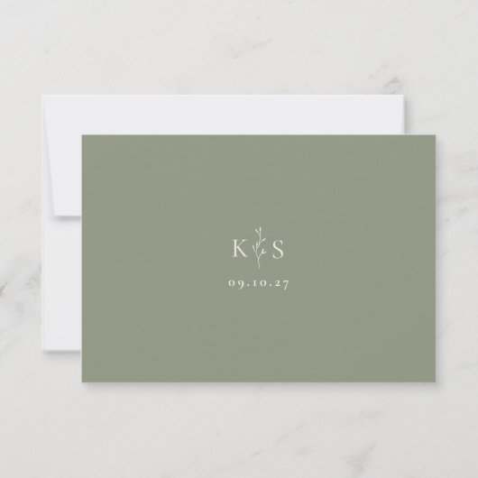 HARMONIE | Sage Green Minimalist Wedding QR-code RSVP Kaartje (Achterkant)