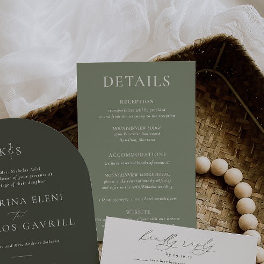 HARMONIE | Sage Green Wedding Details Kaart