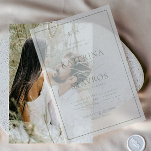 HARMONIE Sage Green Wedding Vellum Uitnodigingen