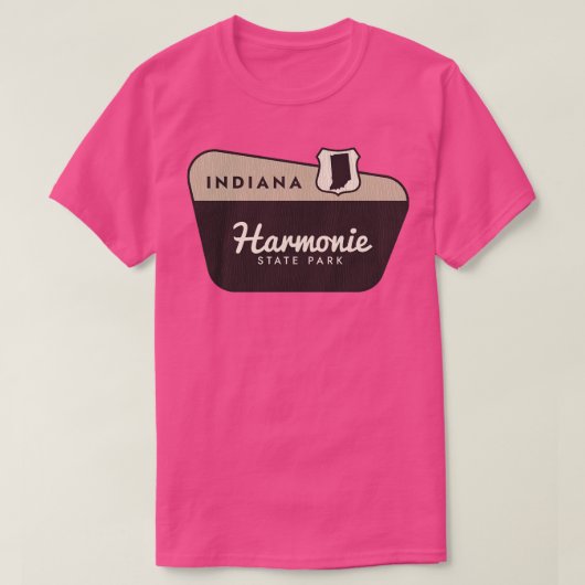 Harmonie State Park Indiana Welkomstbord T-shirt (Design voorkant)