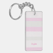 Harmonie Strepen Horizontale Lijnen Grijs Roze Wit Sleutelhanger (Voorkant Links)