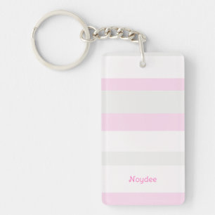 Harmonie Strepen Horizontale Lijnen Grijs Roze Wit Sleutelhanger