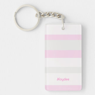 Harmonie Strepen Horizontale Lijnen Grijs Roze Wit Sleutelhanger
