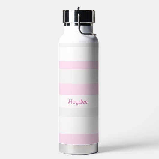 Harmonie Strepen Horizontale Lijnen Grijs Roze Wit Waterfles (Links)