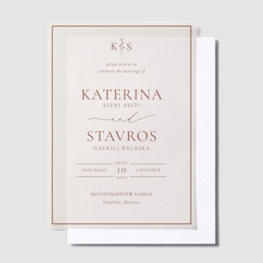 HARMONIE | terracotta bruiloft Vellum Uitnodigingen (Offset)