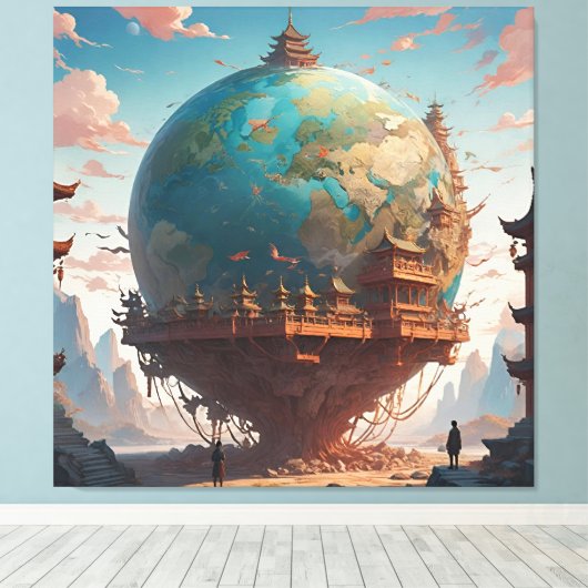 Harmonie tussen beschaving en Natuur Canvas Afdruk (Insitu (Houten vloer))