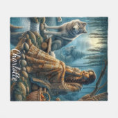 Harmonie tussen Indianen en wolven Fleece Deken (Voorkant (Horizontaal))
