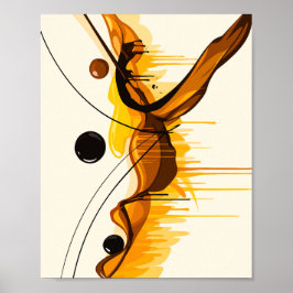 Harmonie van Amber en Zwarte Abstracte Beweging Poster