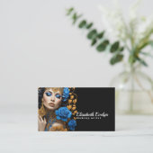 Harmonie van Blauwe en Gouden Bloemen op een Mooie Visitekaartje (Staand voorkant)