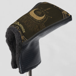 Harmonie van de elementen: maan, goud en geometrie golfheadcover