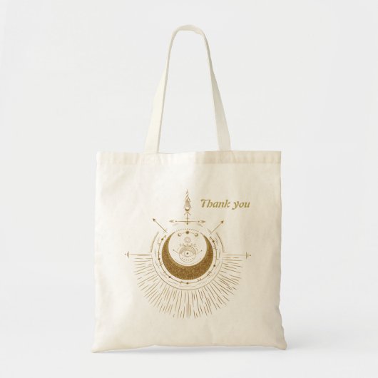 Harmonie van de elementen: maan, goud en geometrie tote bag (Voorkant)