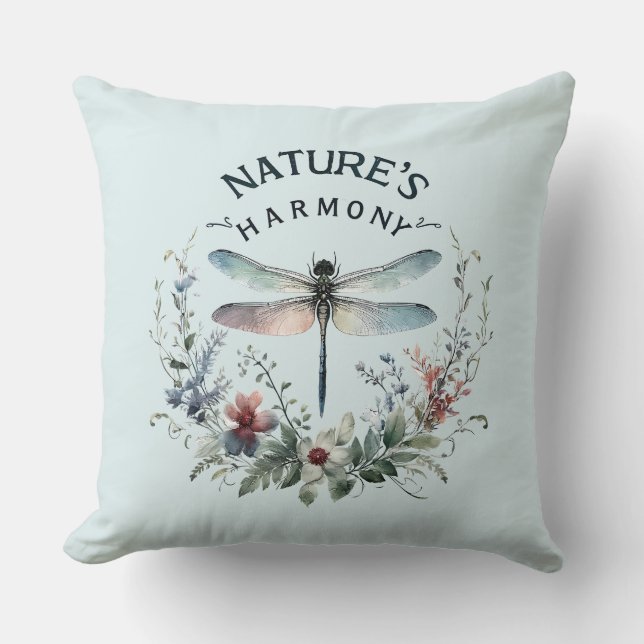Harmonie van de natuur - Artistieke libel Kussen (Voorkant)