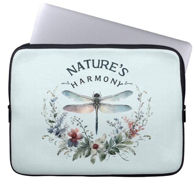 Harmonie van de natuur - Artistieke libel Laptop Sleeve (Voorkant)