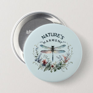 Harmonie van de natuur - Artistieke libel Ronde Button 7,6 Cm