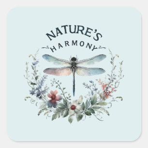 Harmonie van de natuur - Artistieke libel Vierkante Sticker